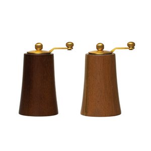 Atticus Acacia Wood and Stainless Steel Salt and Pepper